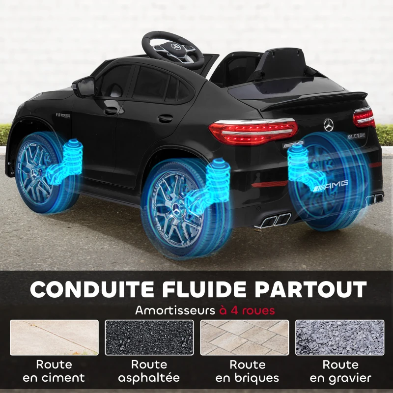 HOMCOM Voiture véhicule électrique Enfants 12 V 35 W V. 3-5 Km/h télécommande Effets sonores + Lumineux Noir Mercedes GLC AMG(m-8)
