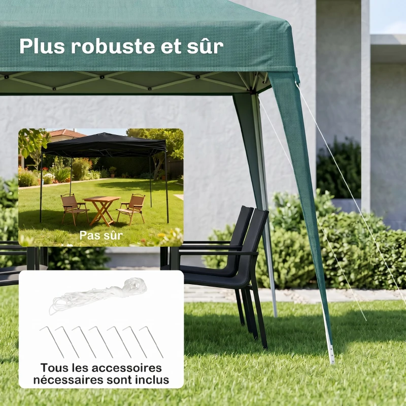 Outsunny Tonnelle barnum de jardin pop-up pliant 2,4 x 2,4 m acier polyester anti UV avec sac de transport vert foncé