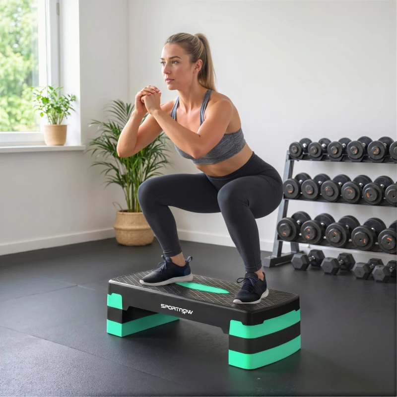 SPORTNOW Stepper Aerobico Regolabile, Altezza 10/15/20cm con Riser