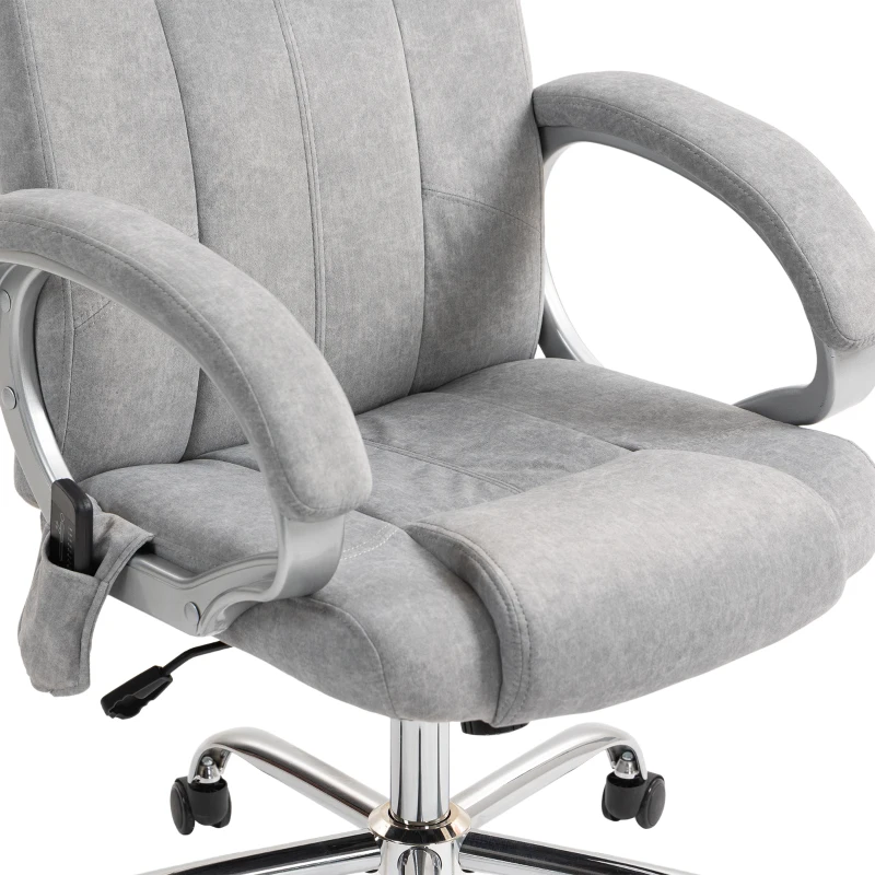 HOMCOM Fauteuil de Bureau Massant et Chauffant, Chaise de Bureau Ergonomique, Hauteur et Accoudoirs Réglables, Gris