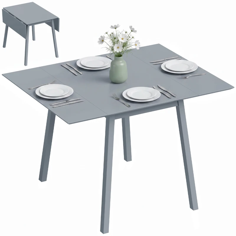HOMCOM Solid Wood Folding Dining Table, Drop Leaf Table for 2-4 People,  Rectangle Kitchen Table
