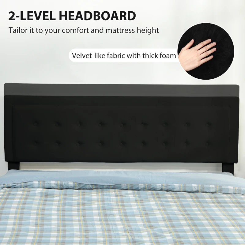 HOMCOM PU Leather King Size Ottoman Bed Frame, with Front Drawer - Black