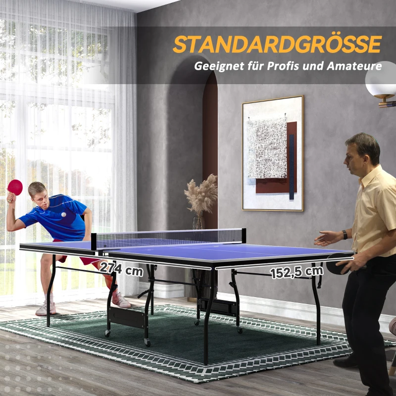 SPORTNOW Tischtennisplatte klappbar Standard Tischtennistisch inklusive Tischtennisnetz 3 Bälle 12mm Tischplatte