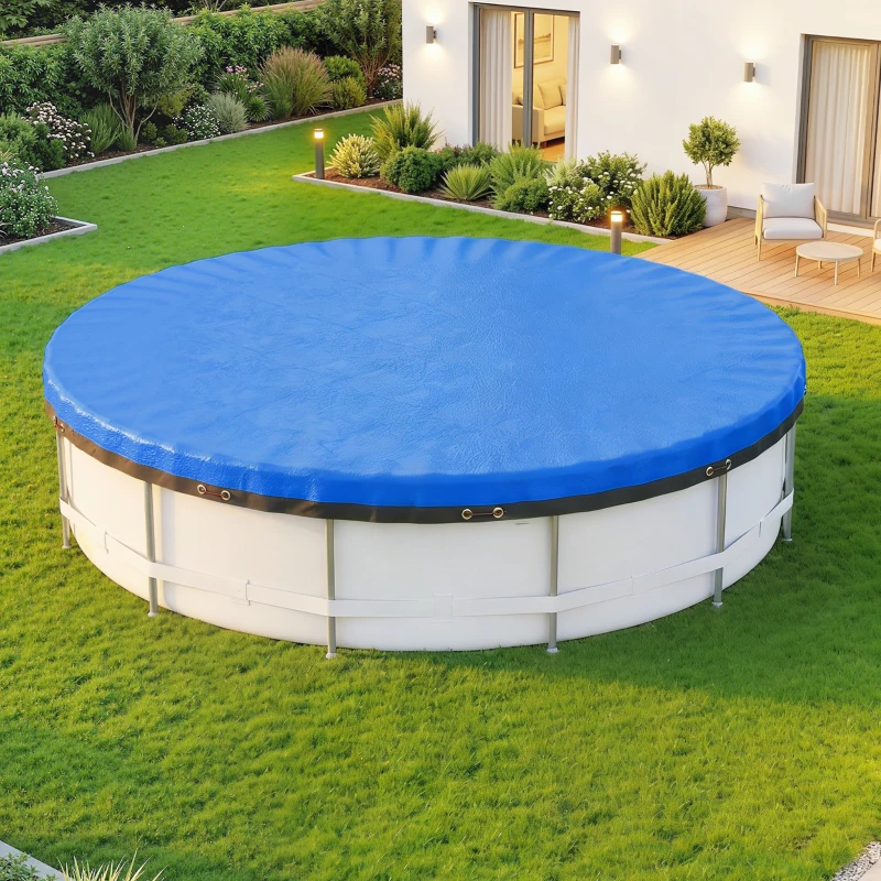 Outsunny Bâche de Piscine Ronde 450 cm Anti-Poussière et Imperméable avec Corde pour Piscines Hors Sol de 420-430 cm, Bleu