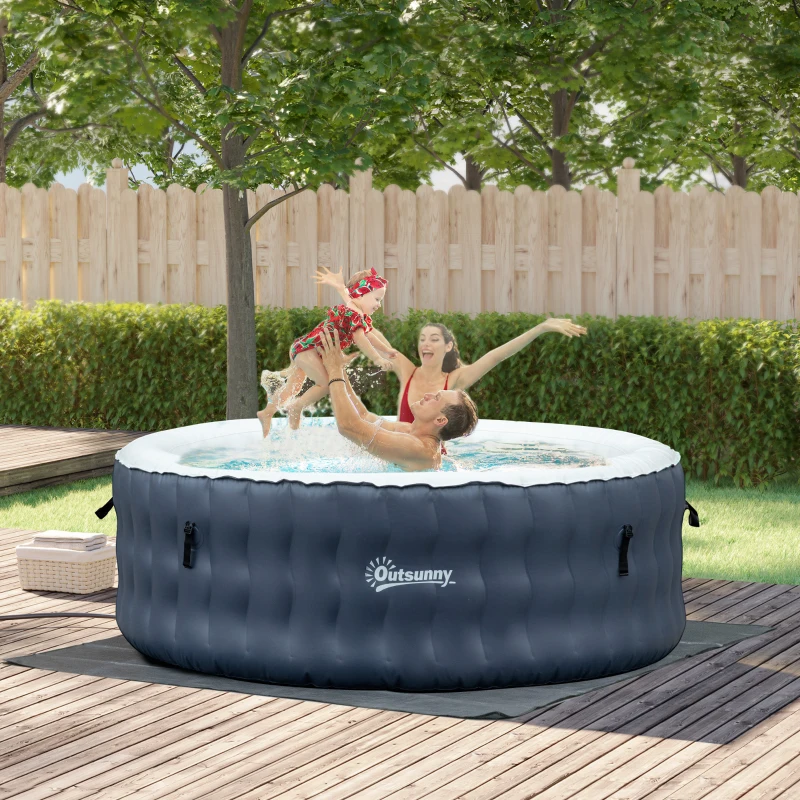 Outsunny Piscina Idromassaggio Gonfiabile e Riscaldante fino 42℃ con 108 Getti, per 4 Persone