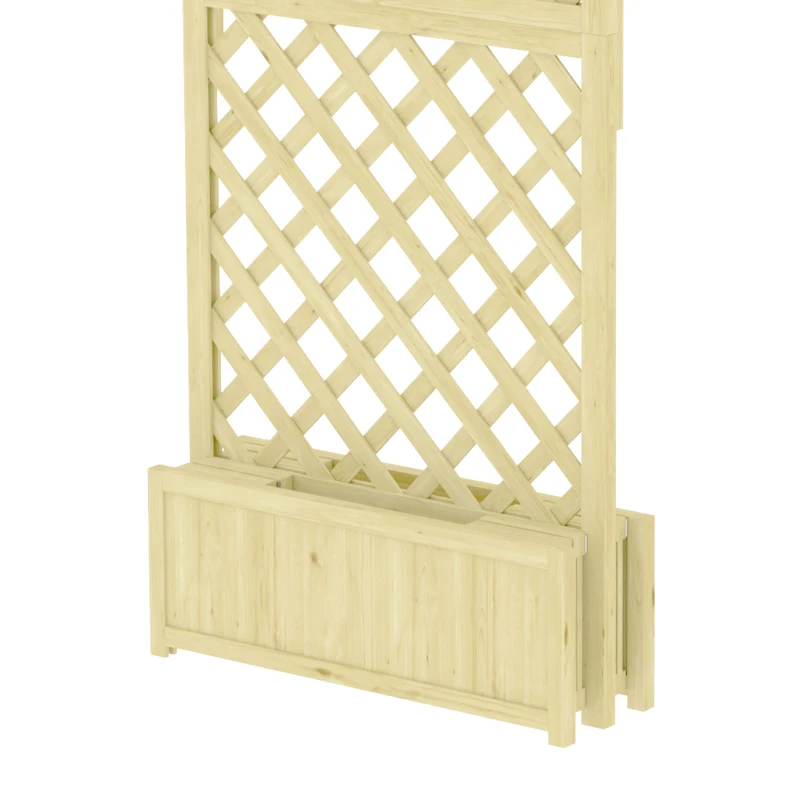 Outsunny Jardinière avec Treillis Carré Potager Bois Pliable Double Bac à Fleurs pour Plantes Grimpantes 73 x 70 x 170 cm Naturel