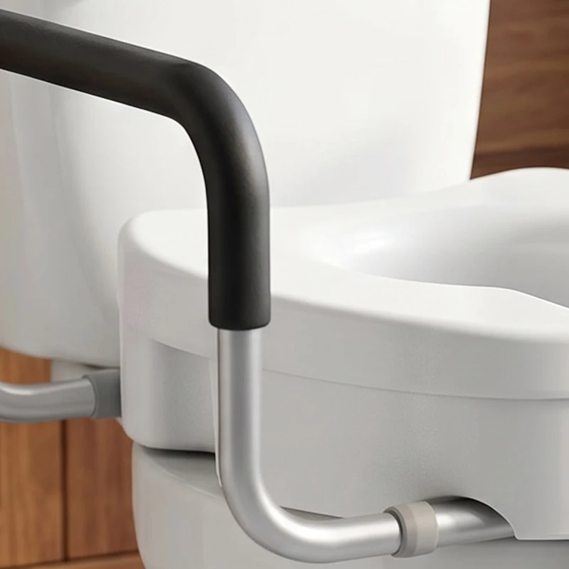 HOMCOM Rehausseur de siège de toilettes avec poignées, largeur réglable, accoudoirs rembourrés, blanc
