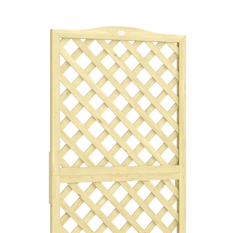 Outsunny Jardinière avec Treillis Carré Potager Bois Pliable Double Bac à Fleurs pour Plantes Grimpantes 73 x 70 x 170 cm Naturel