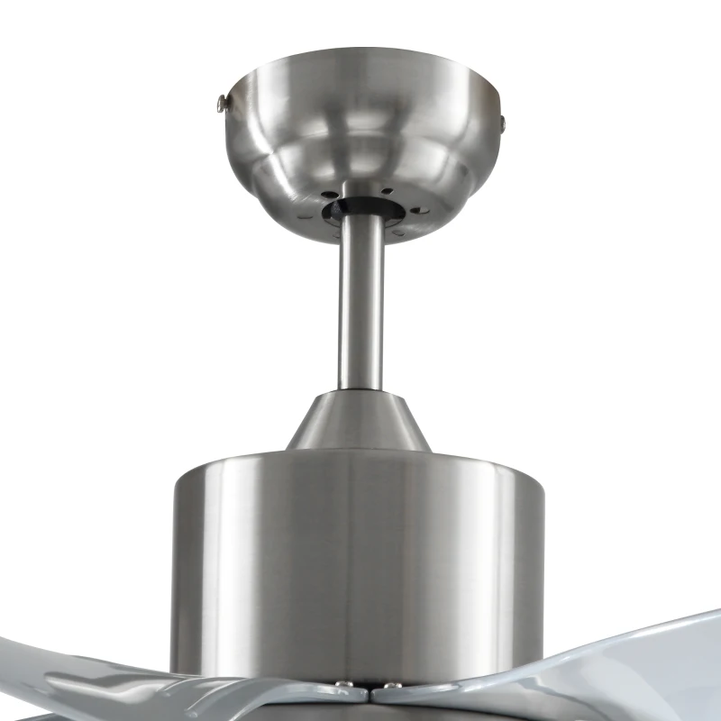 HOMCOM Set of 2 Reversible Ceiling Fan with Light, 6 Blades Indoor Modern Mount LED Lighting Fan with Remote Controller, for Bedroom, Living Room, Silver