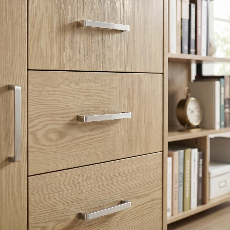 HOMCOM Cajonera de Oficina Mueble de Almacenaje con Cerradura con 3 Cajones y Estante Ajustable Ruedas 40x60x56 cm Marrón Claro
