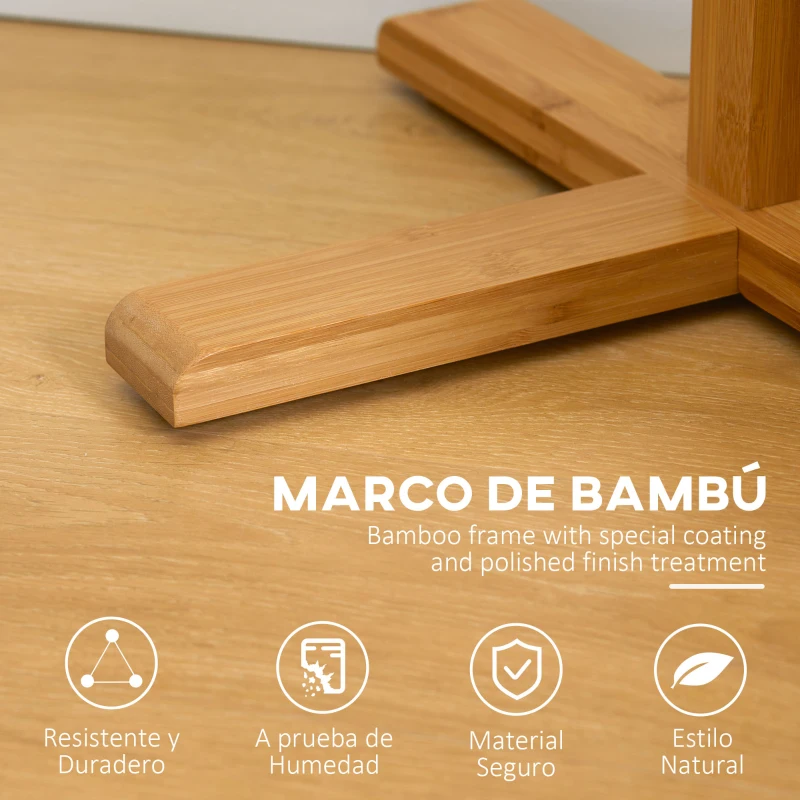 HOMCOM Perchero de Pie de Bambú, Perchero para Ropa con 8 Ganchos, Forma de Árbol, 49,5x49,5x178 cm, Natural