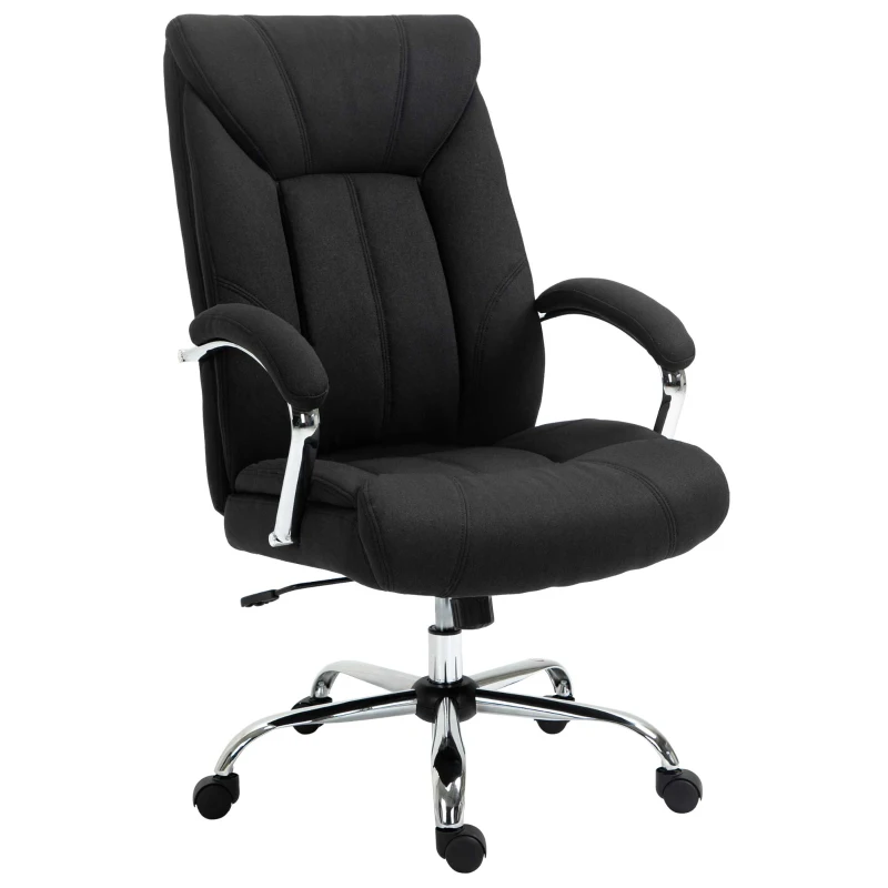 Vinsetto Fauteuil de bureau, chaise de bureau ergonomique, hauteur réglable, dossier haut, fonction de bascule, 65x78x118cm, noir