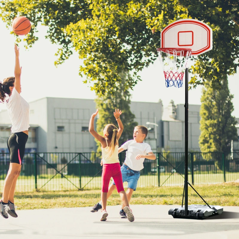 HOMCOM Basketballkorb, Basketballständer, höhenverstellbar, mit Wasser befüllbar, Schwarz