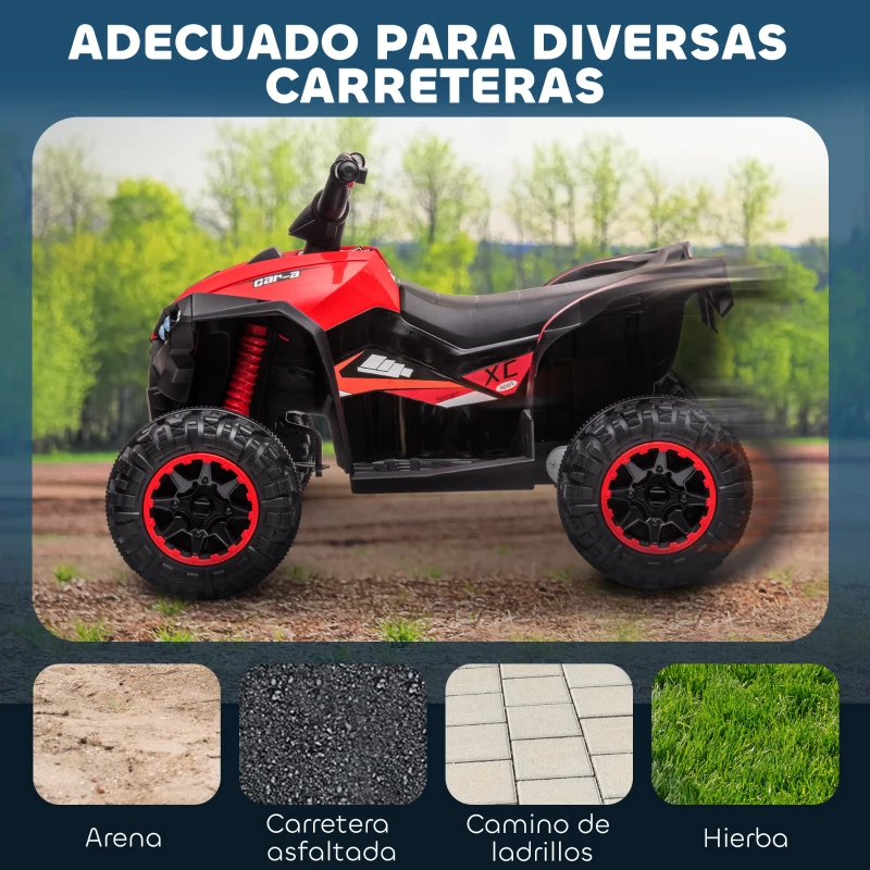HOMCOM Quad Eléctrico para Niños de 3-5 Años Vehículo Eléctrico a Batería 12V con 2 Motores 83x53x55,5 cm Negro y Rojo