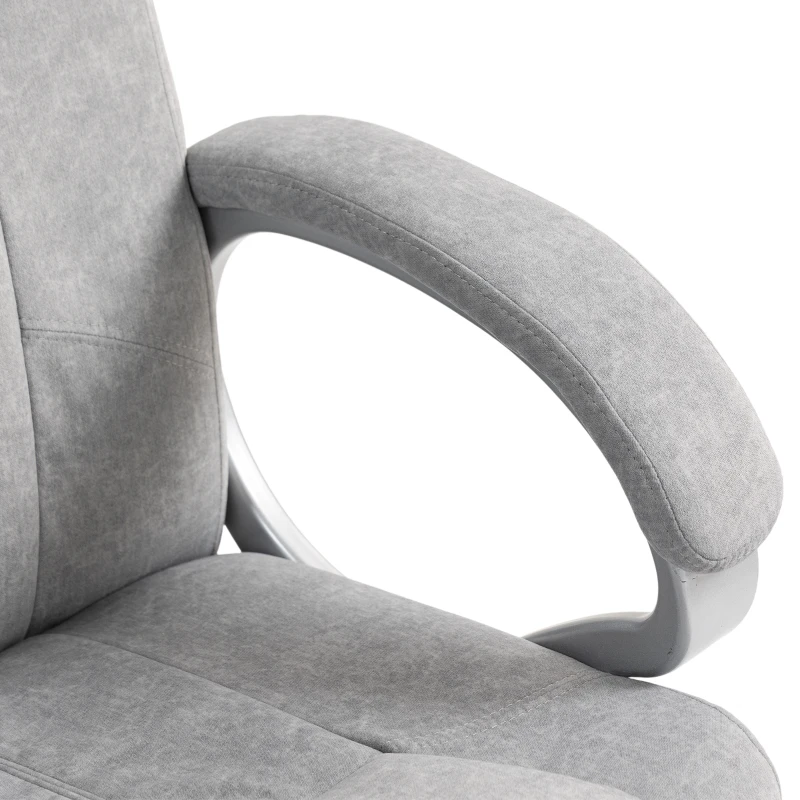 HOMCOM Fauteuil de Bureau Massant et Chauffant, Chaise de Bureau Ergonomique, Hauteur et Accoudoirs Réglables, Gris