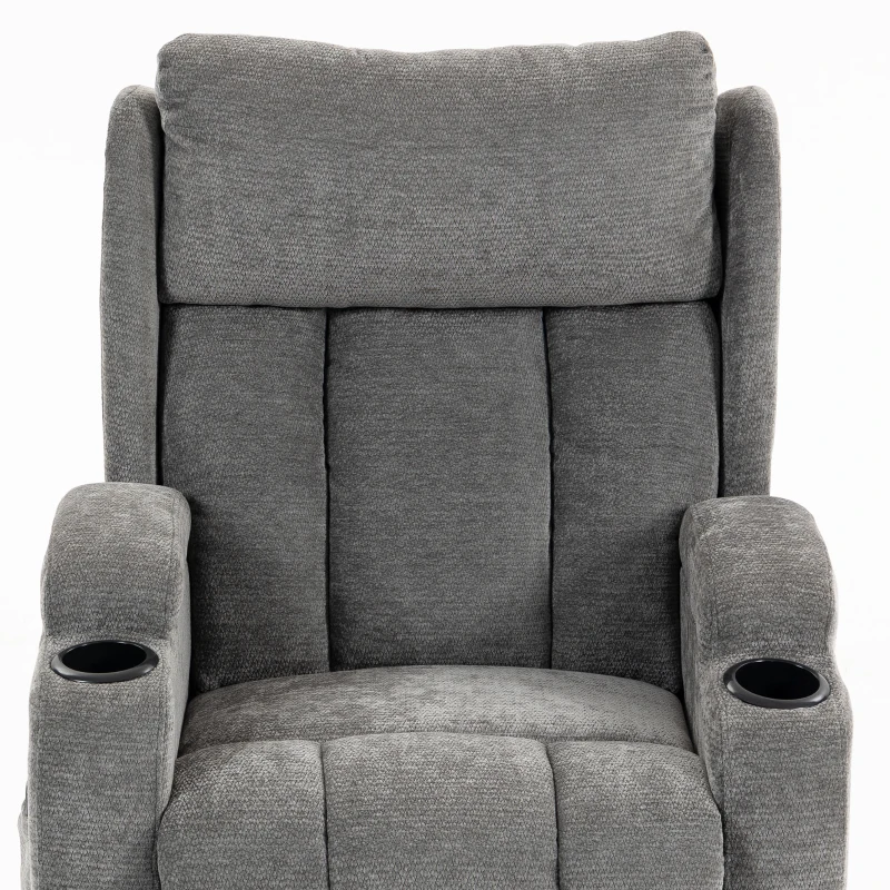 HOMCOM Power Lift Recliner Chair with Vibration Massage and Heat, Chenille Riser and Recliner Armchair for Elderly, Grey