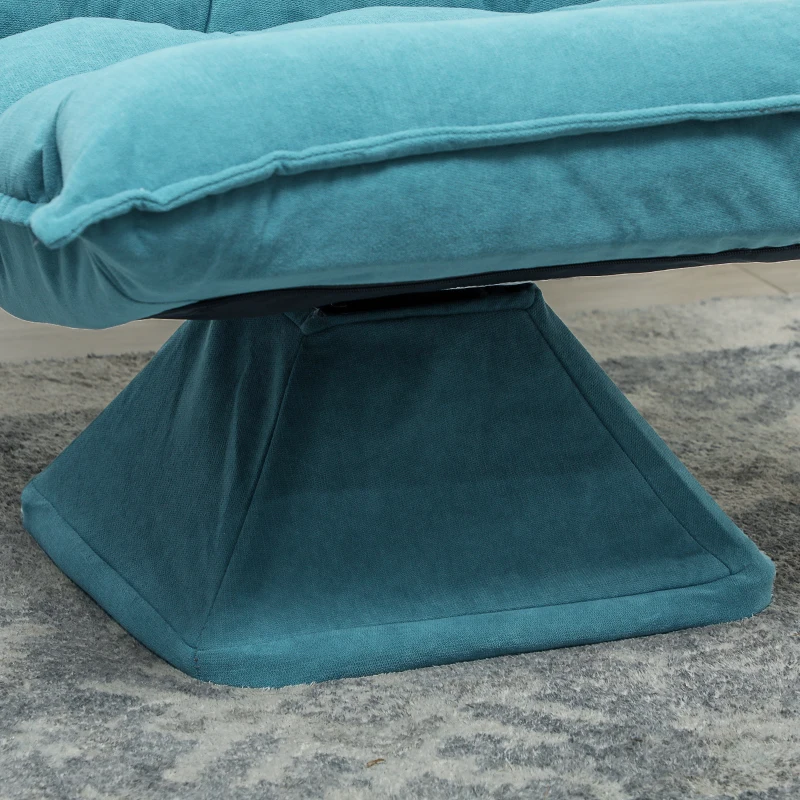 HOMCOM Poltrona Girevole per Salotto Effetto Velluto e Acciaio con Schienale Regolabile, 62x70x95 cm, Blu