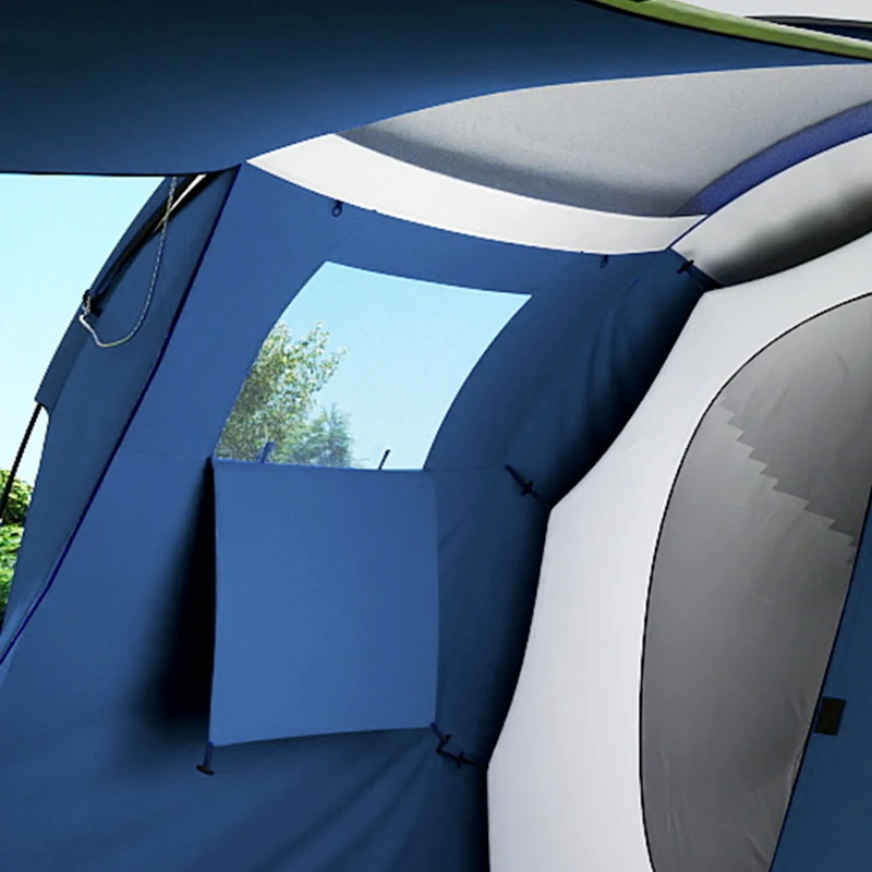 Outsunny Tente de Camping Tunnel pour 4 Personnes Imperméable 3000mm Double Couche Hauteur 190cm Bleu Foncé
