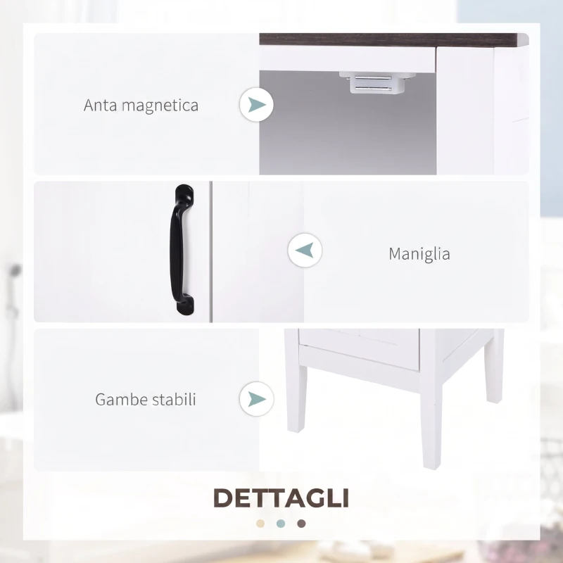 HOMCOM Mobile Bagno Alto Stretto, Mobiletto Bagno Salvaspazio con 3 Ripiani Aperti, Ripiano Regolabile, per Lavanderia, 40x38x162.5 cm, Bianco