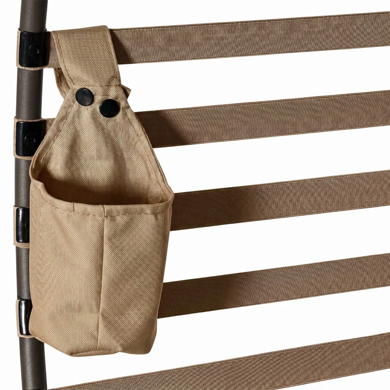 Outsunny Opvouwbare Tuinstoel - 2 Zitplaatsen, Met Kussen, voor Tuin en Terras, Ideaal voor Gezinnen, zandbruin
