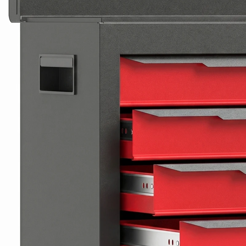 HOMCOM Tool Chest, Mobile Modular Tool Box with 5 Drawers, Side Rack, Pegboard, Lock, Tool Cabinet for Garage Workshop, Red