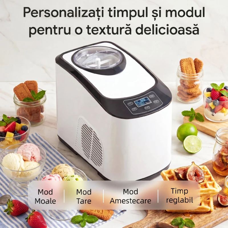 HOMCOM mașină de înghețată autorefrigerantă pentru deserturi perfecte