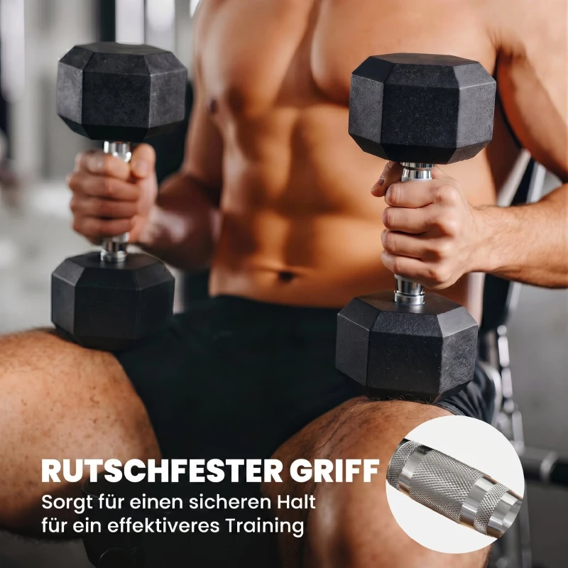 HOMCOM Set Gantere Sală 2x8 kg cu Mâner Antiderapant pentru Fitness Acasă, Negru