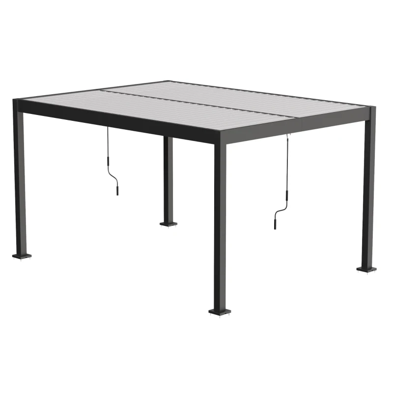 Outsunny Pergola Bioclimatique 4x3m en Aluminium à Toit Louvred Ajustable, Protection Soleil, pour Jardin Extérieur, Blanc