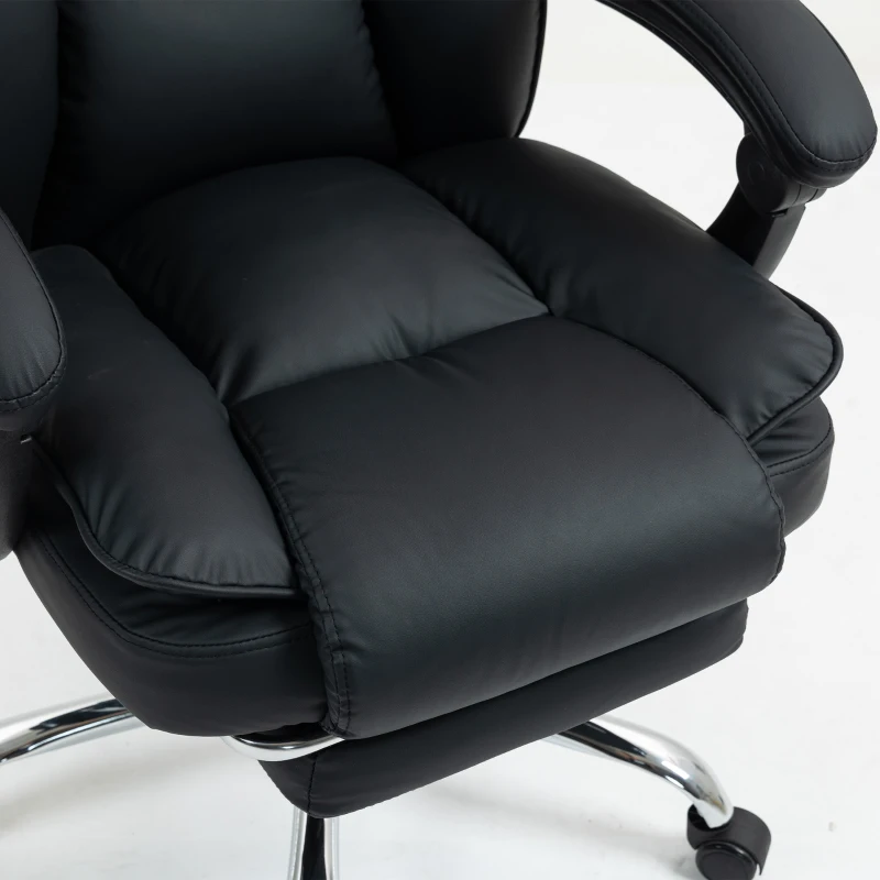 HOMCOM Chaise de bureau ergonomique, fauteuil de bureau inclinable avec repose-pieds, hauteur réglable, pivotante 360°, noir