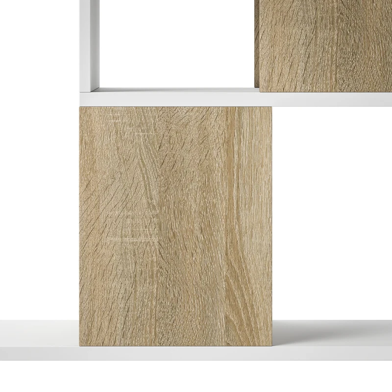 HOMCOM Étagère de rangement, bibliothèque géométrique à 5 niveaux, pour bureau, salon, chambre, blanc et bois naturel