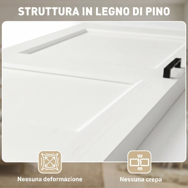 HOMCOM Porta Scorrevole Interna in Legno di Pino con Binario Silenzioso, Guida, Kit Ferramenta, Bianco
