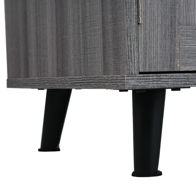 Grande ilha de cozinha com tampo extensível dobrável, 5 rodízios (2 com travão) , 129x46/71x91,5 cm, Cinzento