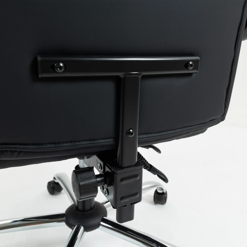 HOMCOM Chaise de bureau ergonomique, fauteuil de bureau inclinable avec repose-pieds, hauteur réglable, pivotante 360°, noir