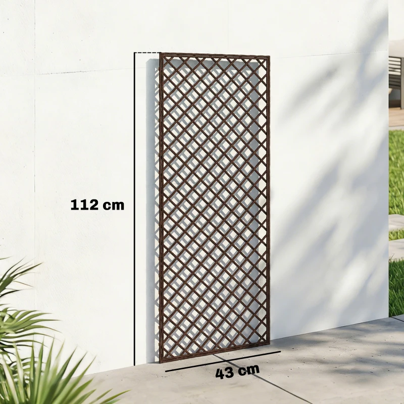 Outsunny Griglia per Piante Rampicanti 3 Pezzi a Cima Piatta, in Vimini, 43x2x112 cm, Color Legno