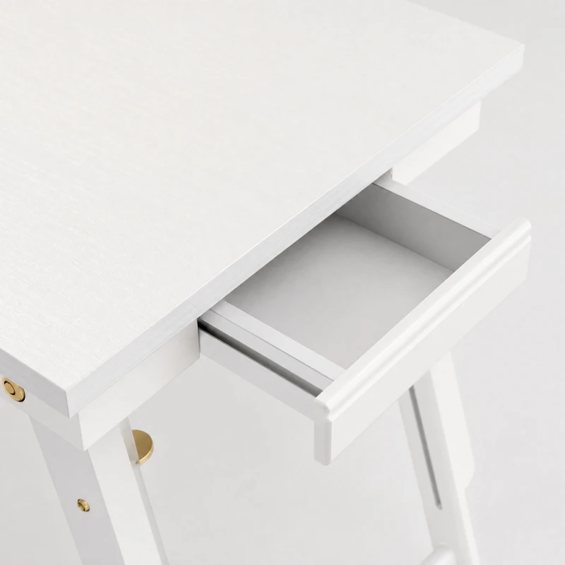 HOMCOM Tavolino da letto pieghevole e regolabile con piano inclinabile per laptop, bianco