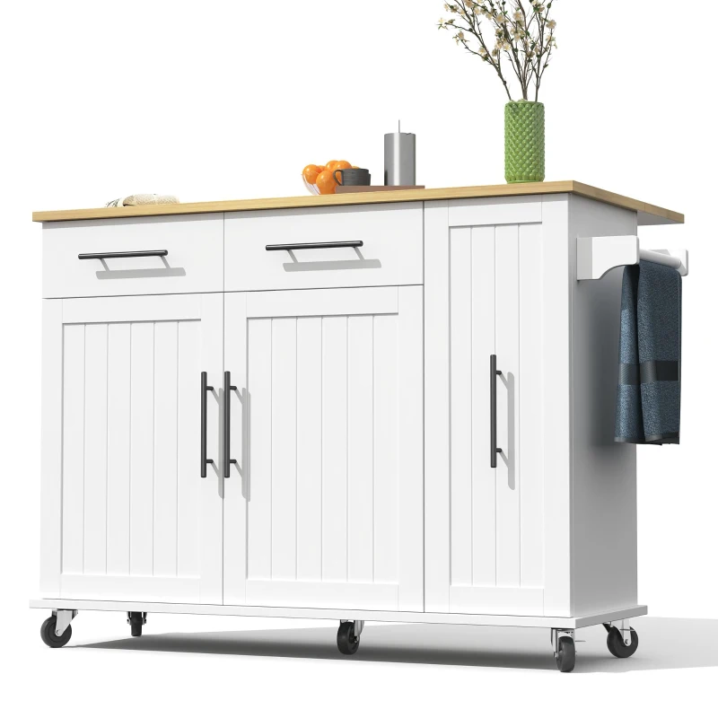 Ilha de cozinha móvel com tampo de trabalho dobrável, organizador extensível para armário de 3 níveis, 120x40/65x90 cm, Branco+Cor natural