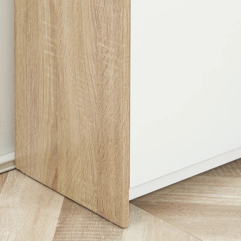 kleankin Meuble de salle de bain, meuble de rangement, tiroir et placard double porte, 60x30x90cm, blanc et effet bois naturel