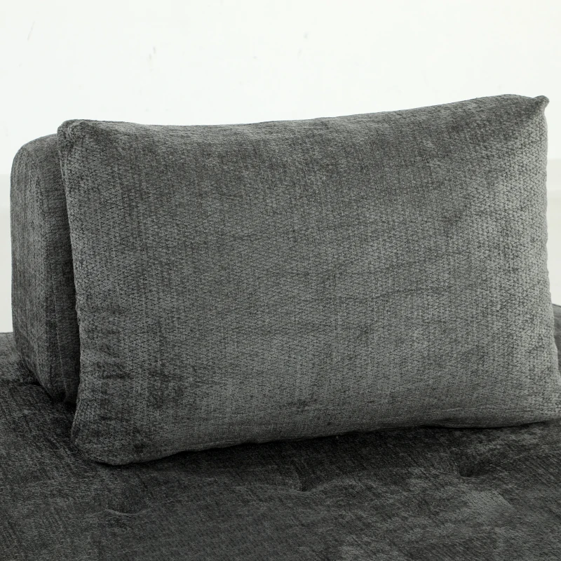 HOMCOM Canapé-lit pliant 2 en 1, chauffeuse 1 place, convertible en chenille, coussin épais, dossier et oreiller, gris