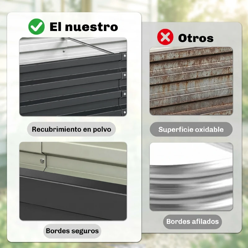 Outsunny Jardinera Elevada Rectangular de Acero Galvanizado para Cultivar Plantas Flores Hierba 120x60x30,5 cm Gris