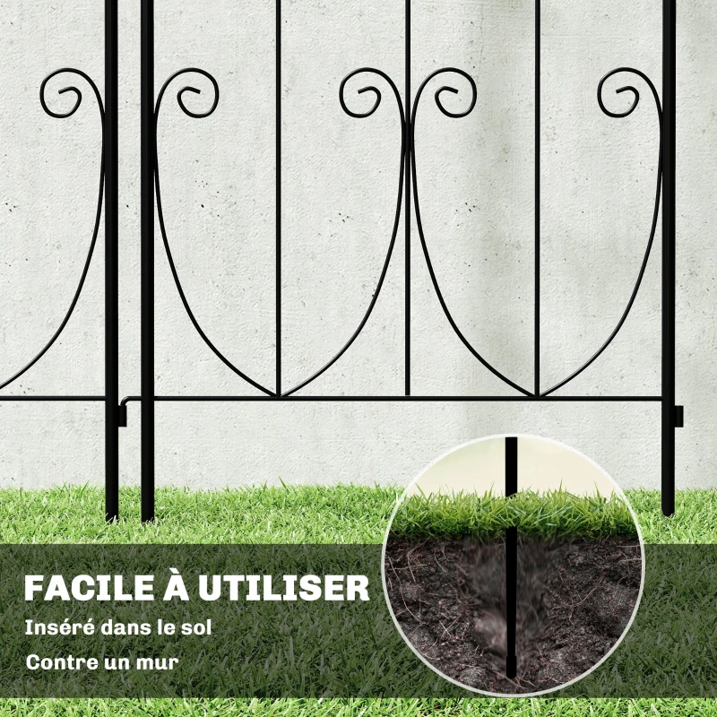 Outsunny Support pour Plantes Grimpantes avec Oiseaux Lot de 2 Treillis de Jardin pour Légume Vigne Fleur Métal 50 x 220 cm Noir