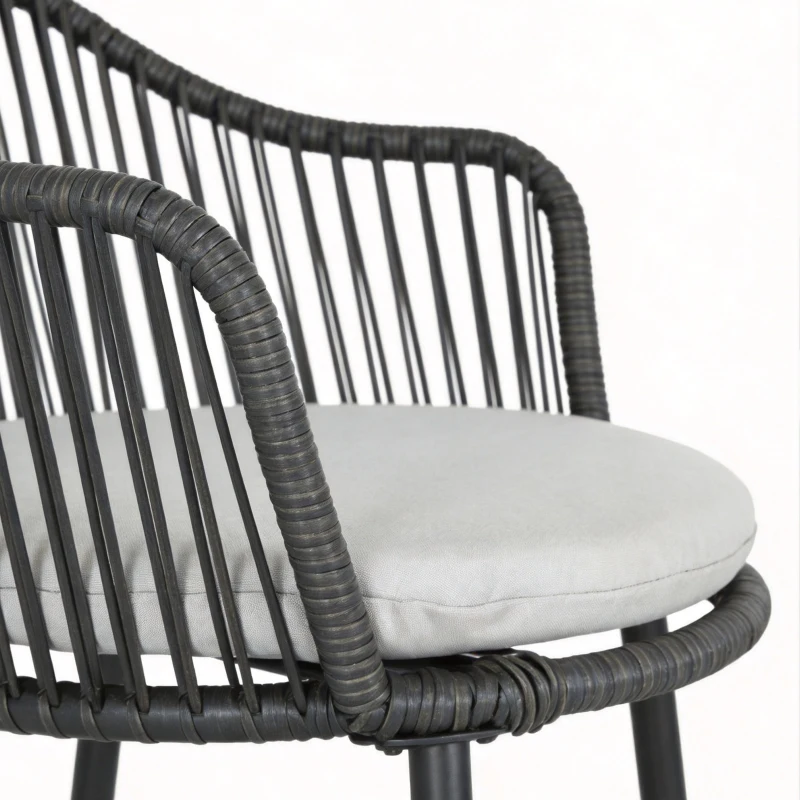 Outsunny Ensemble de jardin salon de jardin en résine tressée cadre en acier 2 fauteuils + 1 table basse coussins inclus gris