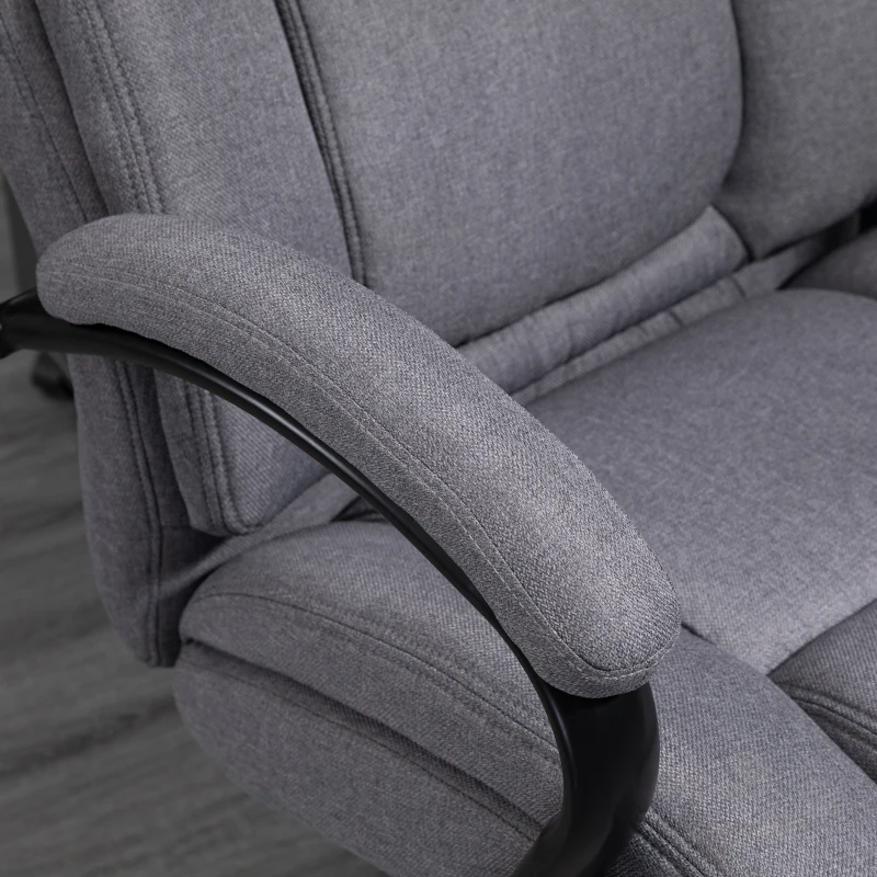 Vinsetto Sedia Ufficio Ergonomica in Tessuto Effetto Lino, Portata 220kg, Girevole, Altezza Regolabile, Grigio Chiaro