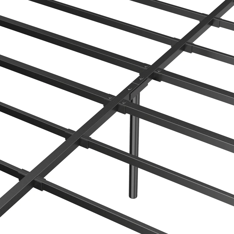 HOMCOM 5ft King Bed Frame with Headboard and Footboard, Metal Platform Bed Frame with 32 cm Underbed Storage, Black