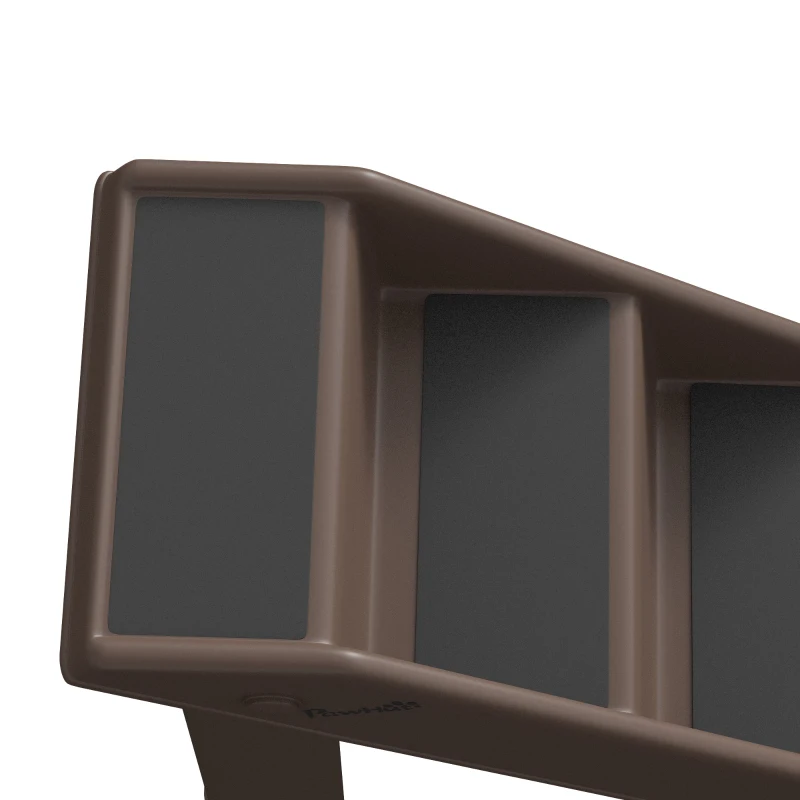 PawHut Escalier pour Chien Pliant à 3 Marches Antidérapantes Escalier pour Animaux en Plastique 53 x 30,5 x 36,5 cm Marron