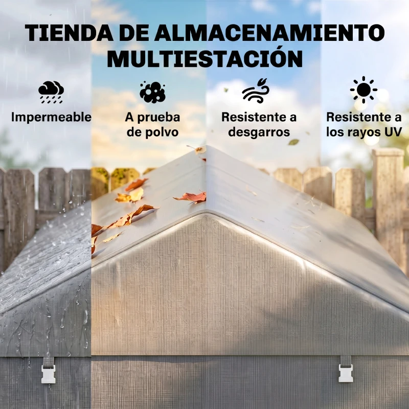 Outsunny Abrigo para Ferramentas Bicicletas e Motos 1,6x2,2x1,7 cm Garagem Portátil com 2 Habitações Cinza Claro