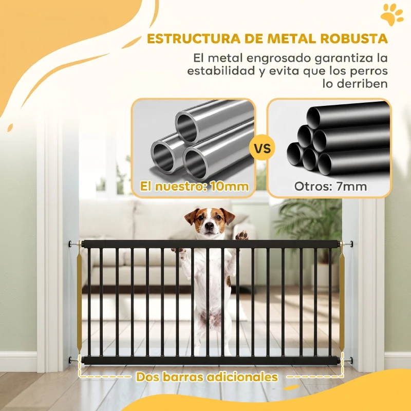 PawHut Barrera de Seguridad para Perros Pequeños Extensible 67-93,5 cm Altura 45 cm para Puertas y Escaleras Negro