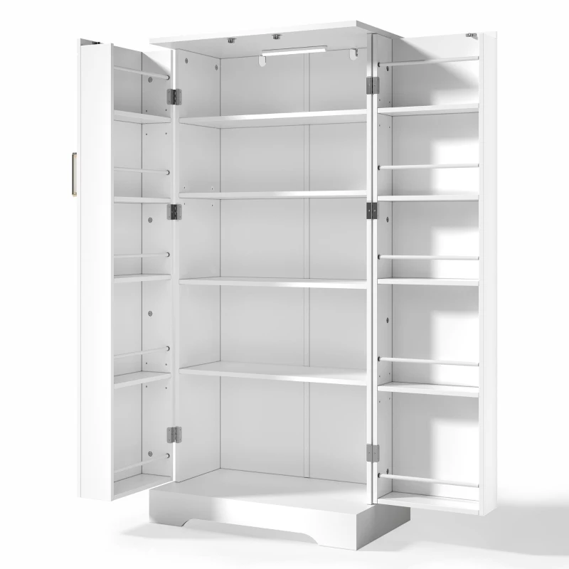 Armário de cozinha multifuncional, porta dupla com compartimento de arrumação, 60x35x128 cm, Branco