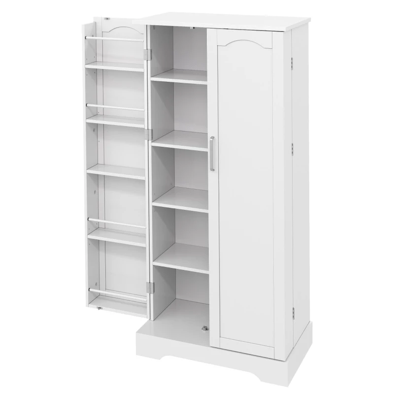Armário de cozinha multifuncional, porta dupla com compartimento de arrumação, 60x35x128 cm, Branco