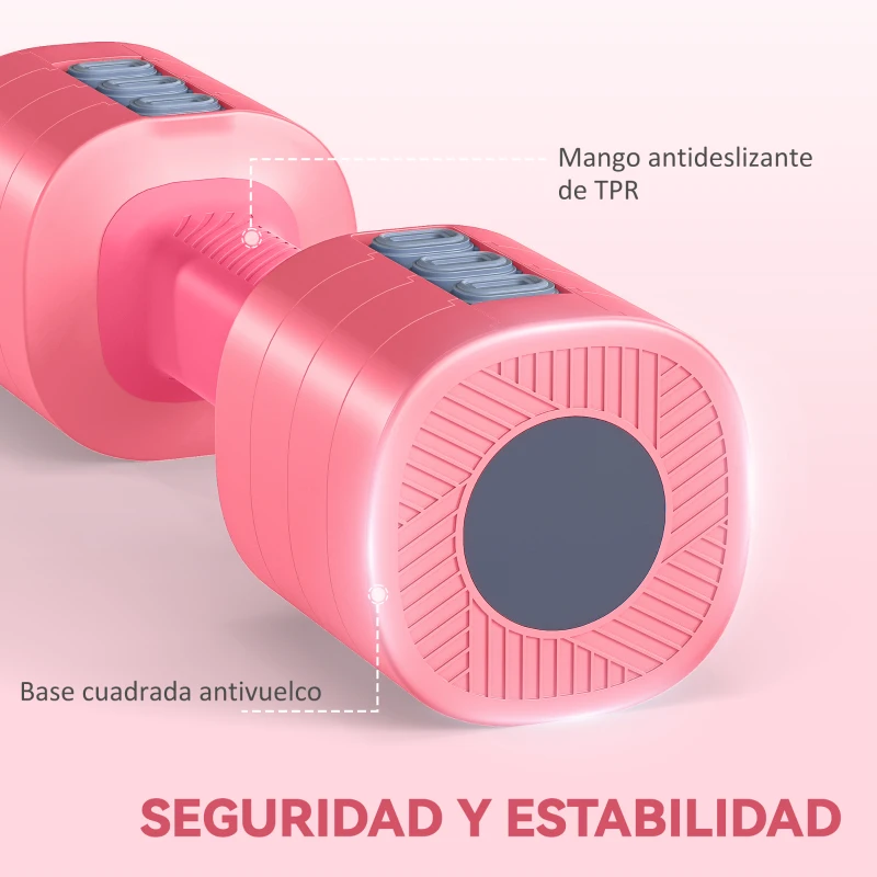SPORTNOW Juego de Mancuernas Ajustables 4 en 1 de 1/1,5/2/2,5 kg con Mangos Antideslizantes y Diseño Cuadrado para Casa Gimnasio