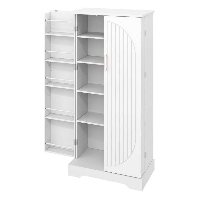 Armário de cozinha multifuncional, porta dupla com compartimento de arrumação, 60x35x128 cm, Branco